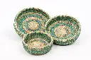 Teal Essence Raffia Tray Set