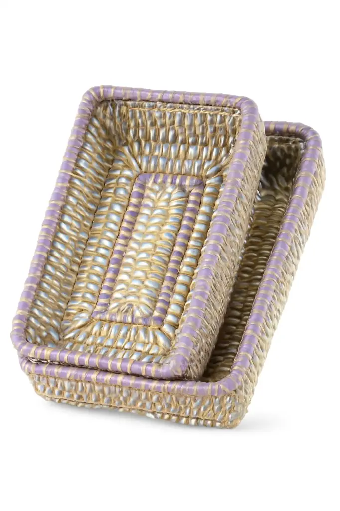 Lavender Harmony Raffia Tray Set