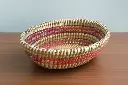 Magenta Palm & Raffia Storage Basket