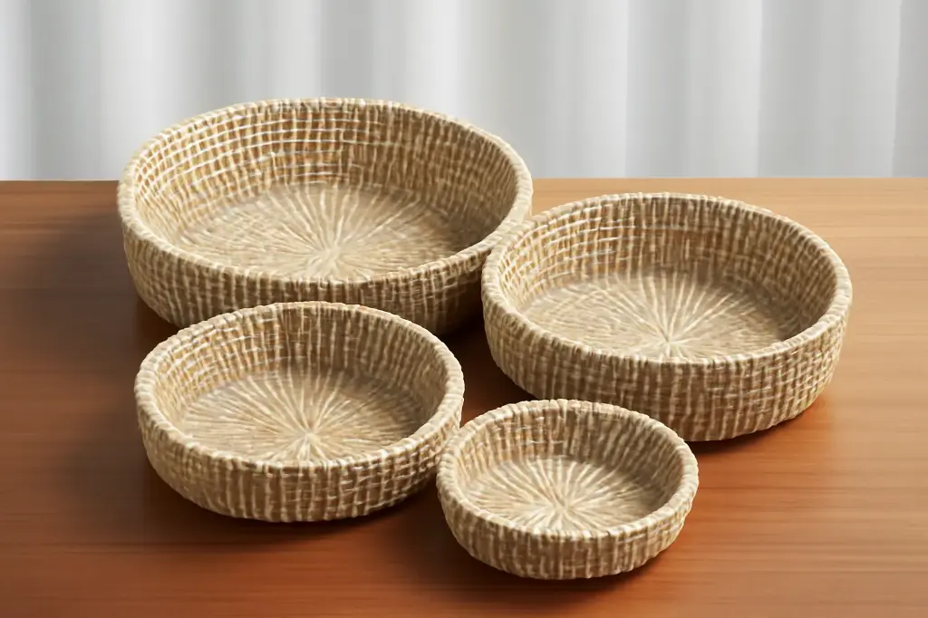Elegant Raffia Storage Basket Set