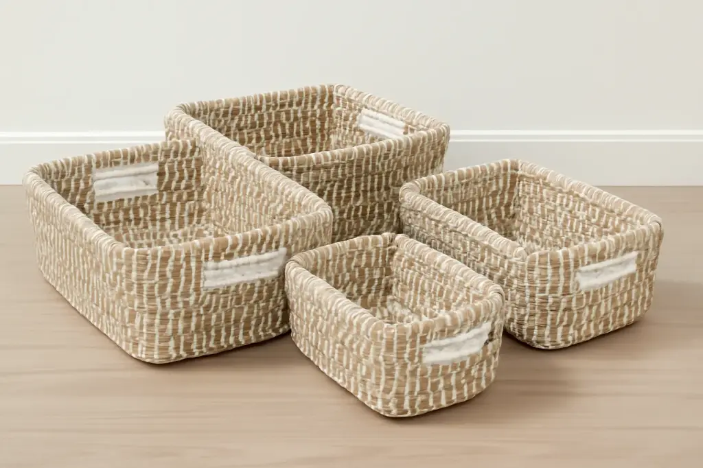 Handwoven Raffia Storage Basket Set