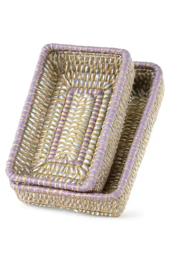 Lavender Harmony Raffia Tray Set